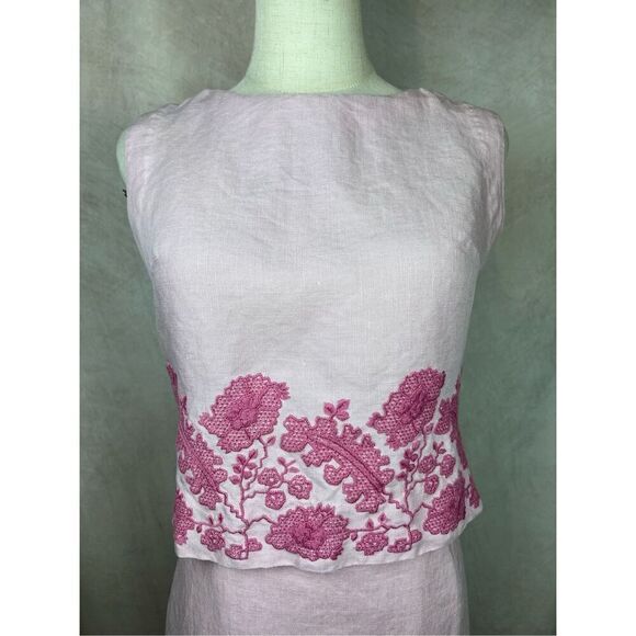 Vintage 1960s Linen Skirt Set Baby Pink Embroidered Susan Thomas Size Small/MD main image 10